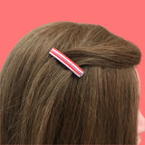 Valentine's Day MINI French Barrettes, White, Pink, And Red, 40mm