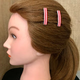 Valentine's Day MINI French Barrettes, White, Pink, And Red, 40mm