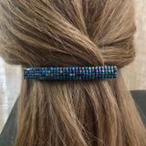 Metallic Iris Blue Large French Barrette, 90mm, Sturdy, For Long Hair, Thick Hair