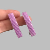 Lavender Color Lined Mini French Style Barrettes, 40mm, Set of Two