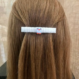 Easter Chick Beaded White French Barrette For Long Hair. 80mm