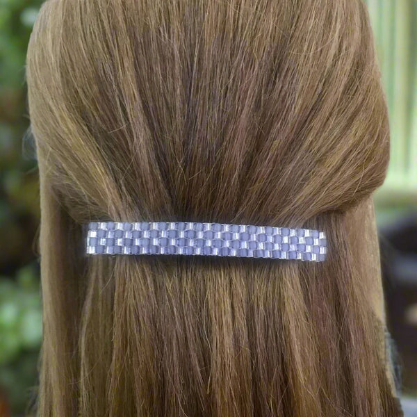 Purple And Gold Color Large Barrette, 90mm For Long Hair