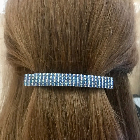 Gold Color Inside Lined Light Blue Large French Barrette, 90mm