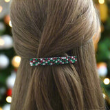 Christmas Holiday Mix, Red, Green, Silver Color French Barrette, 80mm