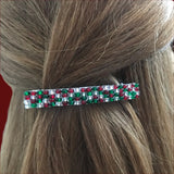 Christmas Holiday Mix, Red, Green, Silver Color French Barrette, 80mm