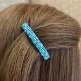 Lagoon Mix, Blue, Green, And White Color Mix, Small French Style Barrettes, 50mm