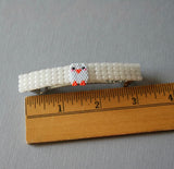 Easter Chick Beaded White French Barrette For Long Hair. 80mm