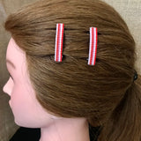 Valentine's Day MINI French Barrettes, White, Pink, And Red, 40mm