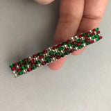 Christmas Holiday Mix, Red, Green, Silver Color French Barrette, 80mm