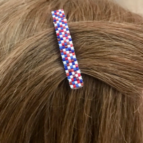 Patriotic Mix Small French Style Barrettes, 50mm, Red, White, Blue, USA clips