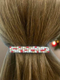 Holiday Mix, Red, Silver, Gold, White Color French Barrette, 80mm