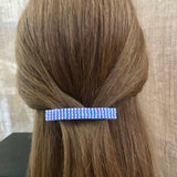 Pink Lined Purple French Barrette For Long Hair, 80mm