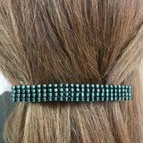Large Pink Lined Green French Barrette, 90mm