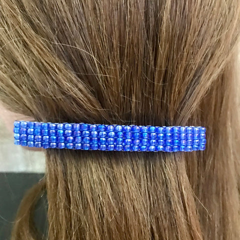 Transparent Blue Large French Barrette, 90mm