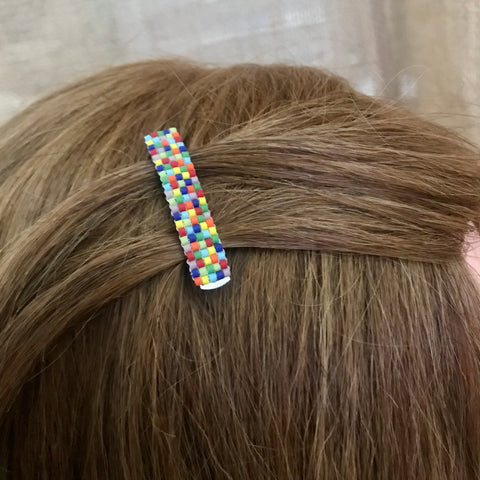 Rainbow Color Mix MINI French Style Barrettes, 40mm, Set of Two