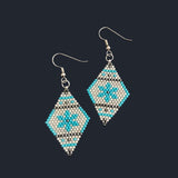 Snowflake White And Light Blue Dangle Earrings Winter Jewelry