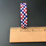 Matte Red, White, And Blue Color French Ponytail Holder