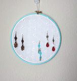 Light Blue And White Earring Hanger And Wall Decor