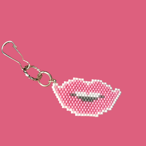 Pink Lips Beaded Charm